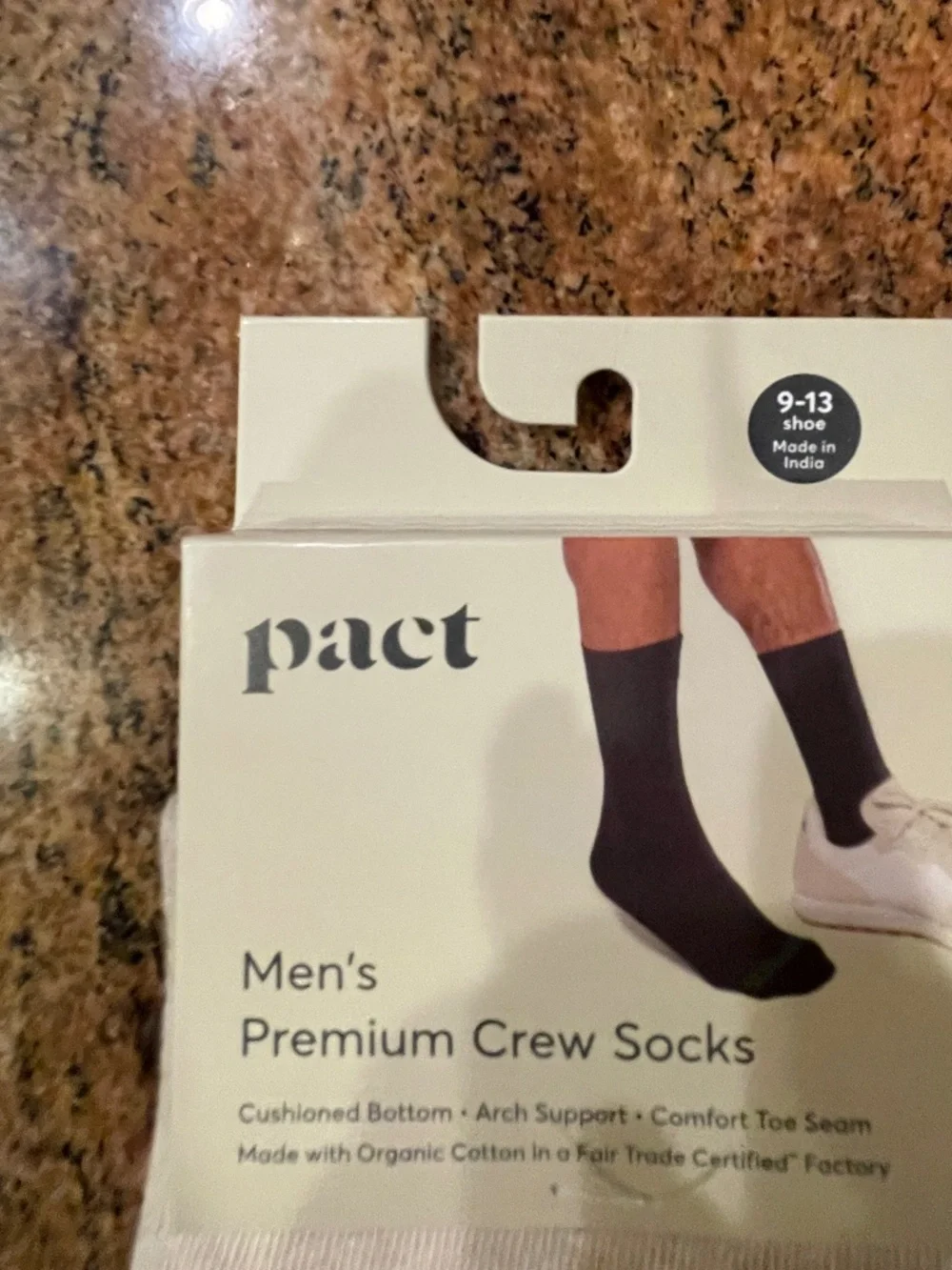 NEW! Men's Pact Varsity Stripe Navy Blue Crew Socks Shoe Size: 9-13 (2 Pair)